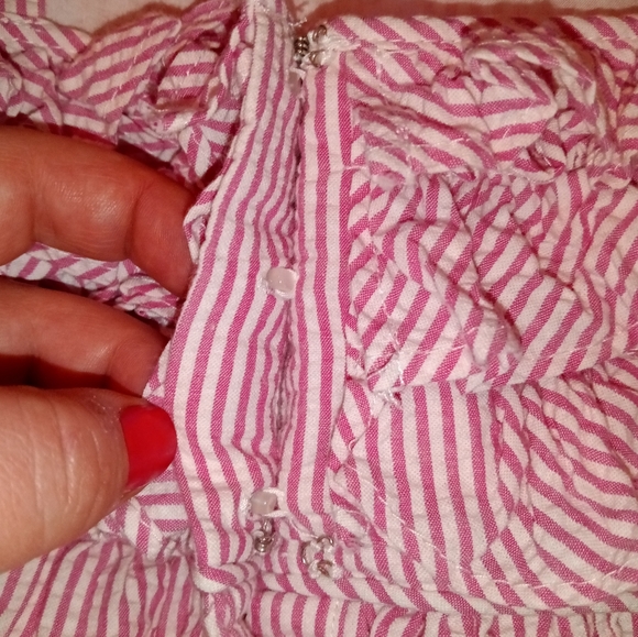 🆕 Ralph Lauren | Seersucker Pink & White Tiered Ruffle Top Dress Girls Size 12 - Picture 10 of 15